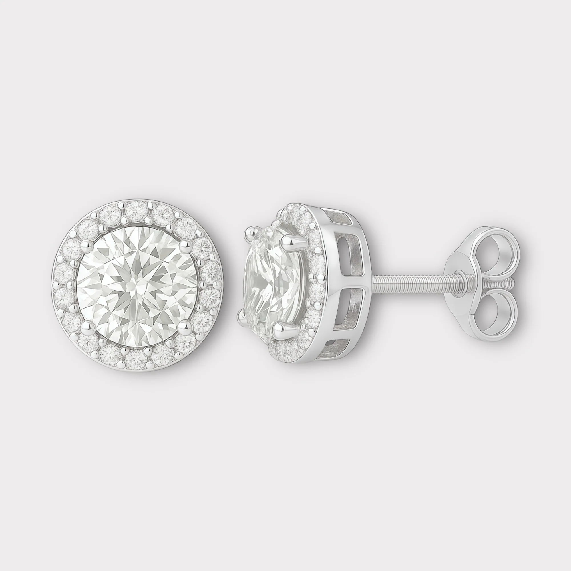 Halo Moissanite Earrings